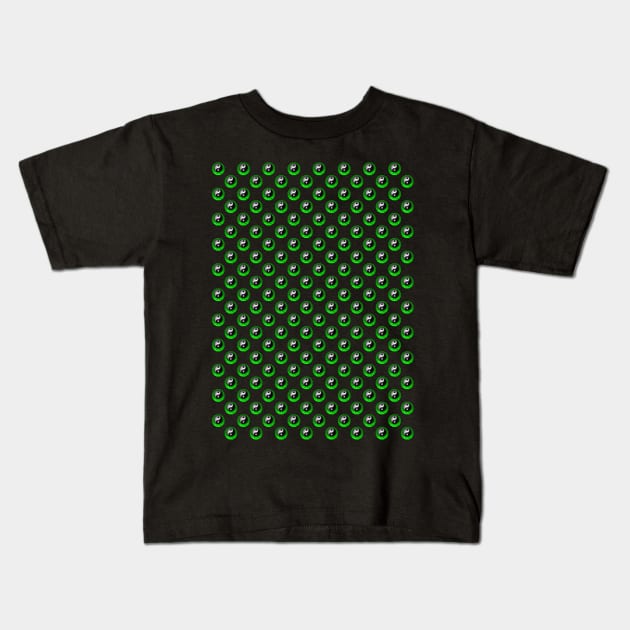 Yin Yang Design - Green Color Pattern Kids T-Shirt by The Black Panther